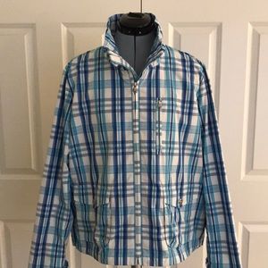 Lauren Ralph Lauren Active Blue White Plaid Zip-Up Golf Casual Jacket Windbreak…